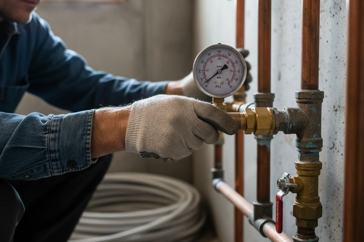 Pressure testing a repaired line during Water Line Repair in Occoquan